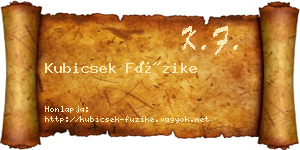Kubicsek Füzike névjegykártya